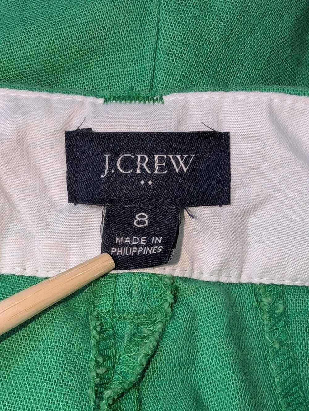 J.Crew Shorts Chino Green Linen Cotton Scalloped Hem Shorts Women's Size 8